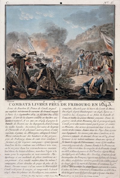 Kampf bei Freiburg, 1643, graviert von Jean Baptiste Morret, 1787 von Antoine Louis Francois Sergent Marceau