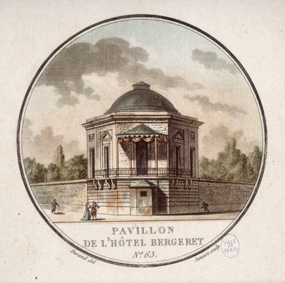Pavillon des Hotel Bergeret, Paris. In pittoresken Ansichten der Hauptgebäude von Paris von Sergeant von Antoine Louis Francois Sergent Marceau