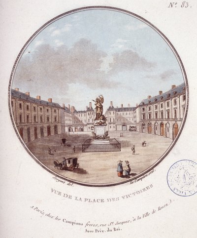 Ansicht des Place des Victoires, Paris. In malerischen Ansichten der Hauptgebäude von Paris von Sergeant von Antoine Louis Francois Sergent Marceau