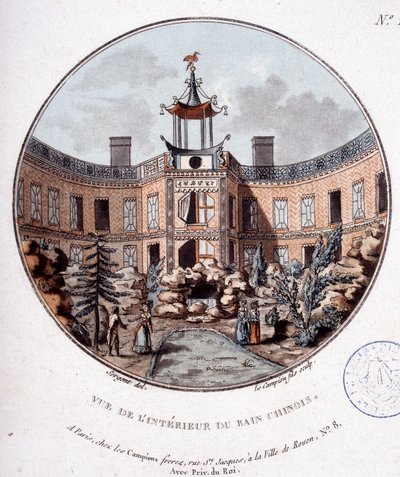 Ansicht des Inneren des chinesischen Bades, Paris. In malerischen Ansichten der Hauptgebäude von Paris von Sergeant von Antoine Louis Francois Sergent Marceau