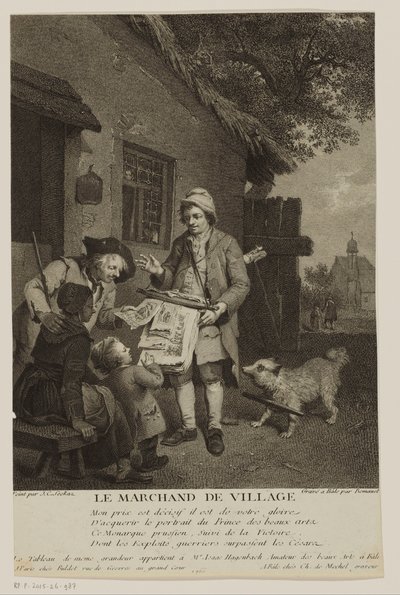 Wandernder Druckverkäufer in einem Dorf von Antoine Louis Romanet