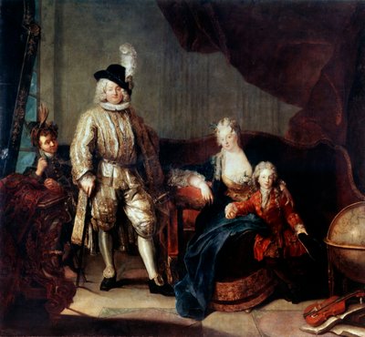 Porträt von Baron von Erlach mit seiner Familie, um 1710 von Antoine Pesne