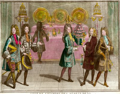 Buffetstände für Snacks im sechsten Schlafzimmer der Wohnungen der Familie von Ludwig XIV von Antoine Trouvain