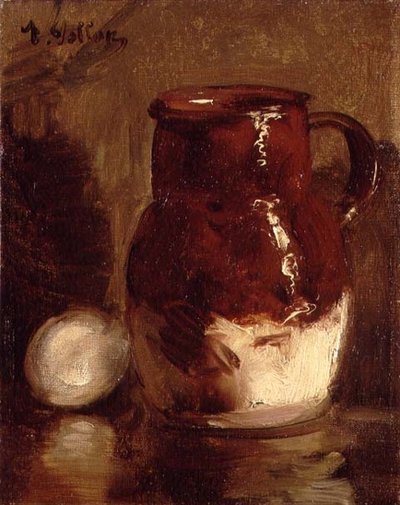 Steingutkrug und Ei von Antoine Vollon