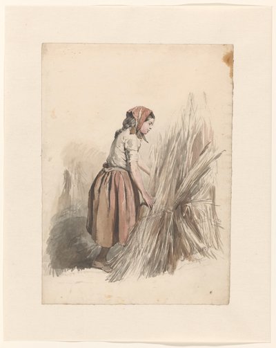 Mädchen mit Kopftuch, arbeitend auf dem Feld von Anton Mauve