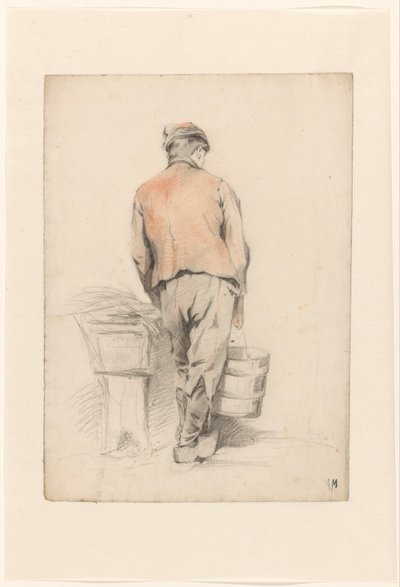 Stehender Junge mit Eimer, von hinten gesehen von Anton Mauve