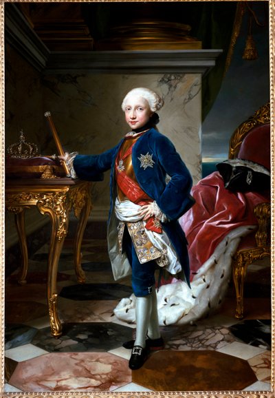 Porträt von Ferdinand I. von Bourbon oder Ferdinand IV., König von Neapel, im Alter von neun Jahren von Anton Raphael Mengs