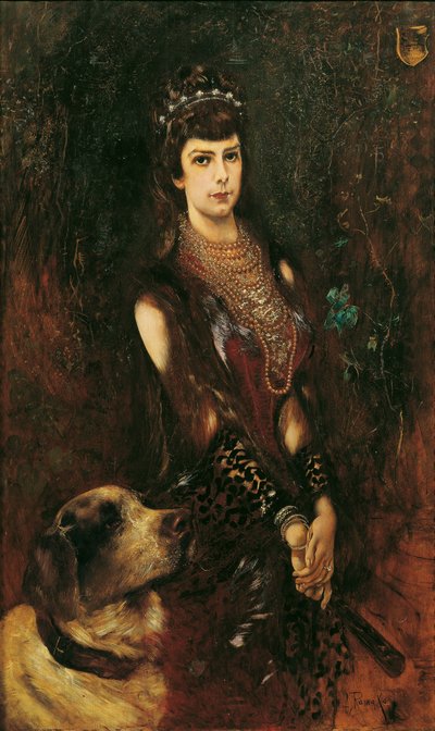 Porträt von Elisabeth von Bayern mit Bernhardiner, 1883 von Anton Romako