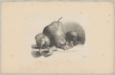 Birne, Pfirsich, Trauben und geschälte Zitrone von Anton Weiss