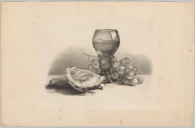 Stillleben mit Glas, Austern und Trauben von Anton Weiss