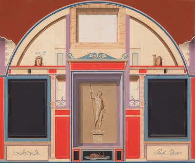 Wandgemälde eines römischen Hauses auf dem Gelände der Villa Negroni in Rom, Statue des Adonis von Anton von Maron