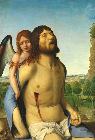 Der tote Christus, von einem Engel gestützt von Antonello da Messina