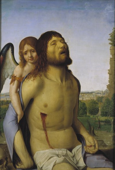 Der tote Christus von einem Engel gestützt von Antonello da Messina