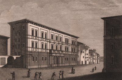 Ansicht des Bischofspalastes in Pistoia, Toskana, Italien, Kupferstich von Antonio Morghen von Antonio (1788 1853) Morghen