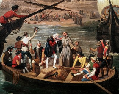 Abfahrt der Santa Maria, der Pinta und der Nina von Palos im Jahr 1492 von Antonio Cabral Bejarano