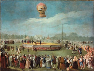 Aufstieg eines Ballons in Anwesenheit von König Carlos IV. und seinem Hof von Antonio Carnicero