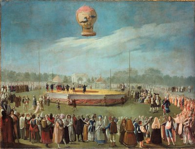 Aufstieg eines Ballons im Beisein des Hofes von Karl IV., ca. 1783 von Antonio Carnicero