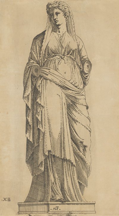 Frau von vorne, ihr Kopf leicht nach links, ca. 1543 von Antonio Fantuzzi