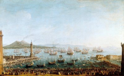 Abreise von Karl von Bourbon nach Spanien, vom Hafen aus gesehen von Antonio Joli