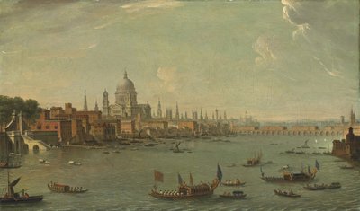 Vier Ansichten von London: Die Themse in Richtung St. Pauls von Antonio Joli