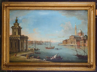 Das Bacino di San Marco, Venedig, Blick nach Osten, mit der Kirche San Giorgio Maggiore und der Dogana von Antonio Joli