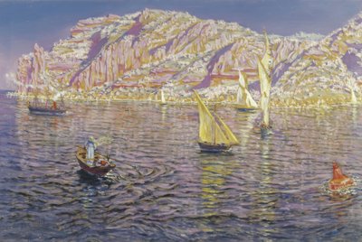 Meereslandschaft. Blick auf die Bucht von Palma de Mallorca von Antonio Munoz Degrain