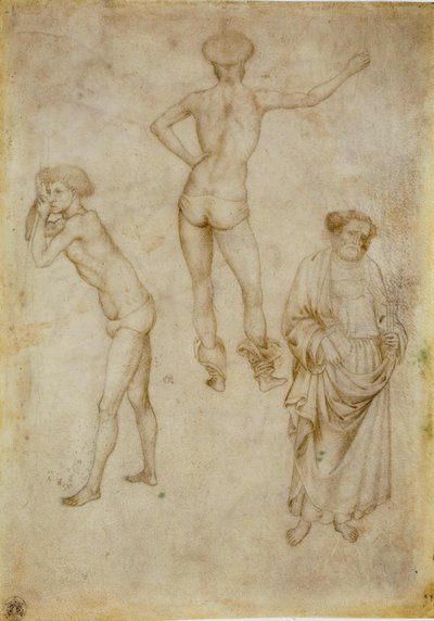 Zwei männliche Figurenstudien und Heiliger Petrus von Antonio Pisanello