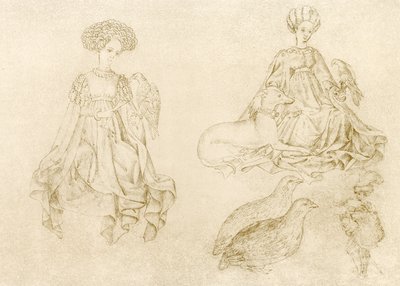 Frauen mit Falke und Windhund von Antonio Pisanello