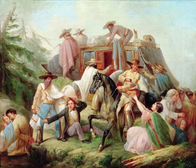Überfall auf eine Postkutsche durch Banditen von Antonio Serrano