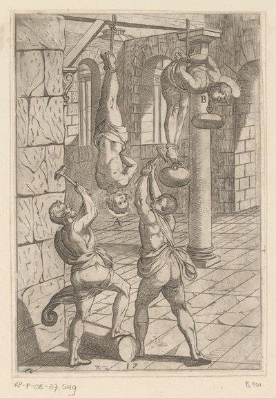 Folter mit Hämmern im Hängen von Antonio Tempesta