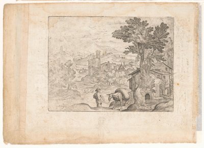 Landschaft mit Mann und Esel von Antonio Tempesta
