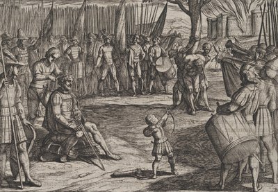 Tafel 20: Civilis lässt sich die Haare schneiden, aus Der Krieg der Römer gegen die Bataver von Antonio Tempesta