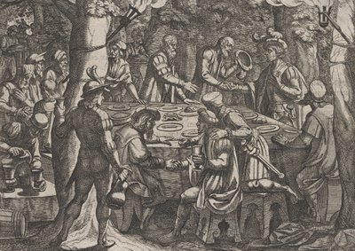 Platte 4: Civilis erzählt den niederländischen Ältesten, dass sie wie Sklaven von den Römern behandelt werden, 1611 von Antonio Tempesta