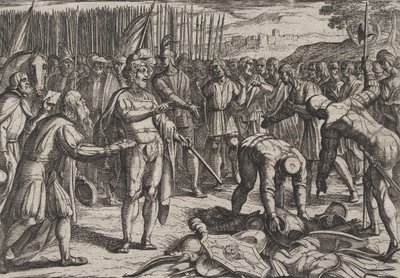 Tafel 7: Deutsche Gesandte besuchen Civilis, aus Der Krieg der Römer gegen die Bataver, 1611 von Antonio Tempesta