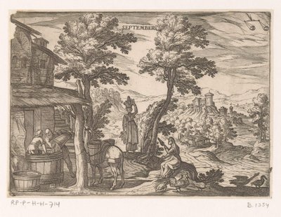 September: Weinherstellung (Waage) von Antonio Tempesta
