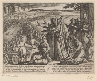 Frauen und Kinder beobachten, wie Julius Civilis die Römer besiegt von Antonio Tempesta