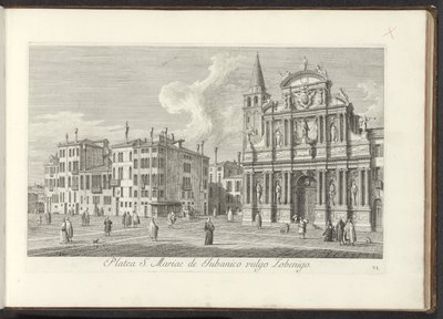 Ansicht des Campo Santa Maria Zobenigo in Venedig (Area S. Rocchi cum ejusdem Templo et Schola) (Urbis Venetiarum prospectus celebriores) von Antonio Visentini