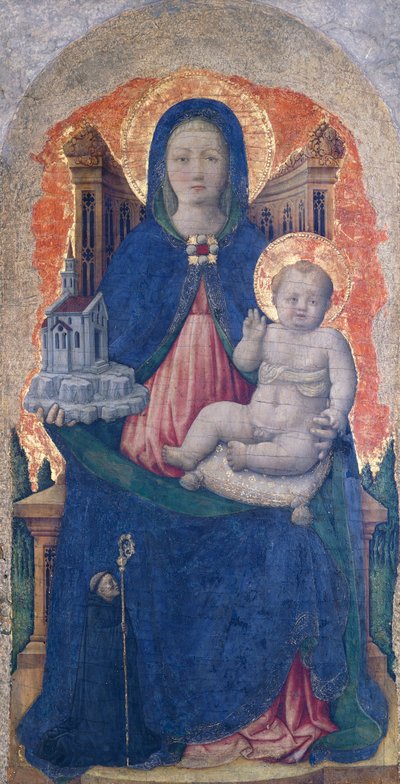 Madonna mit Kind, Detail des Praglia-Altarbildes, von Antonio Vivarini von Antonio Vivarini
