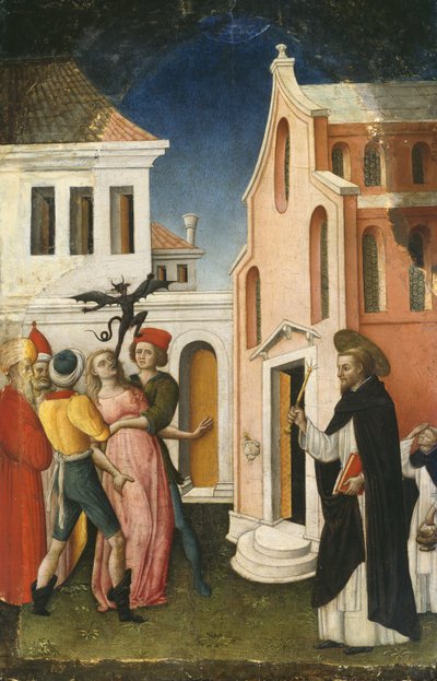 Der heilige Petrus Martyr exorziert eine von einem Teufel besessene Frau von Antonio Vivarini
