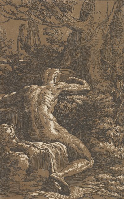 Sitzender Mann von hinten gesehen, Narziss, ca. 1527-30 von Antonio da Trento