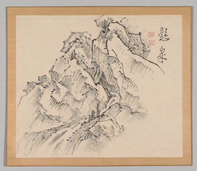 Doppelalbum mit Landschaftsstudien nach Ikeno Taiga, Band 1 Blatt 26, 18. Jahrhundert von Aoki Shukuya