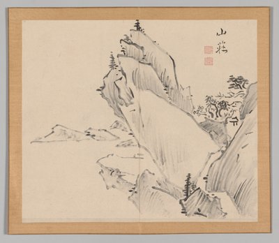 Doppelalbum mit Landschaftsstudien nach Ikeno Taiga, Band 1 Blatt 30, 18. Jahrhundert von Aoki Shukuya