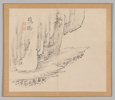 Doppelalbum mit Landschaftsstudien nach Ikeno Taiga, Band 1 Blatt 31, 18. Jahrhundert von Aoki Shukuya