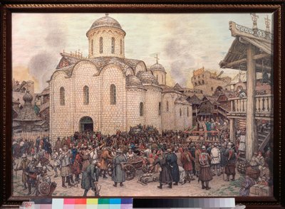 Die Invasion Moskaus durch den Khan Tokhtamych im Jahr 1382 von Apollinari Mikhailovich Vasnetsov