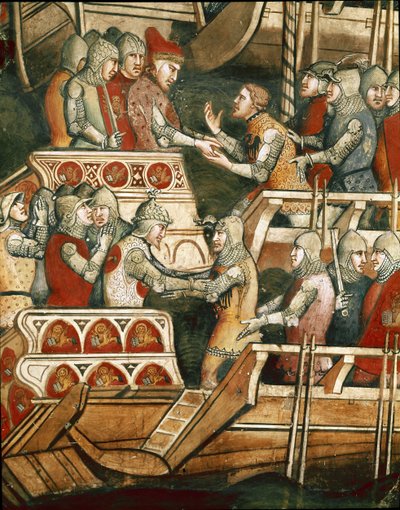 Seeschlacht in Punta Salvore im Golf von Triest (Detail) von Aretino Luca Spinello or Spinelli