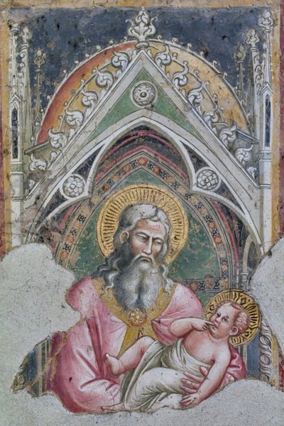 Der heilige Simeon hält das Jesuskind in seinen Armen gemäß der Erzählung des Lukasevangeliums von Aretino Luca Spinello or Spinelli