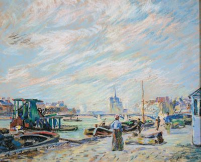 Aussicht über Quai Sully, jetzt Quai Henri IV, mit Notre Dame im Hintergrund von Armand Guillaumin