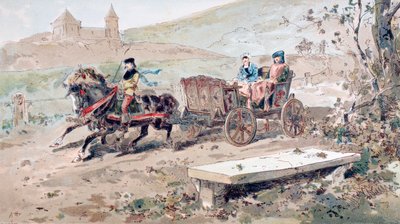 Pferdegezogene offene Kutsche des 16. Jahrhunderts von Armand Jean Heins