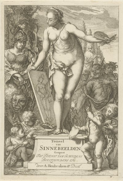 Personifikation der Malerei auf einem Sockel von Arnold Houbraken