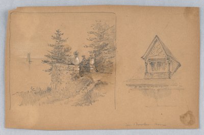 Zwei Skizzen von Mr. Bowles Zuhause von Arnold William Brunner